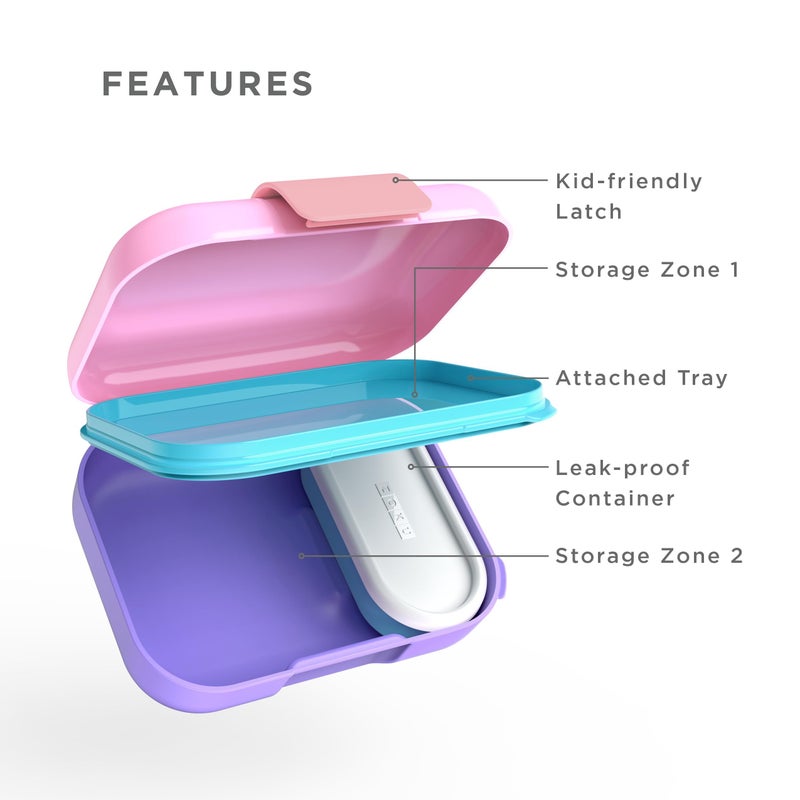 ZOKU - Mini Bento Box for Kids, Stackable, Lightweight, Leakproof, for Children, Kid Friendly Latch, Easy to Clean (Bento Jr) (Pink) - Image 2